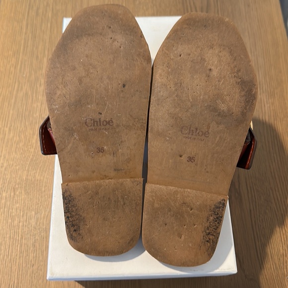 Chloe Woody Little Horses Sandals in Cream/Red print and leather- Gently Used - Picture 3 of 3